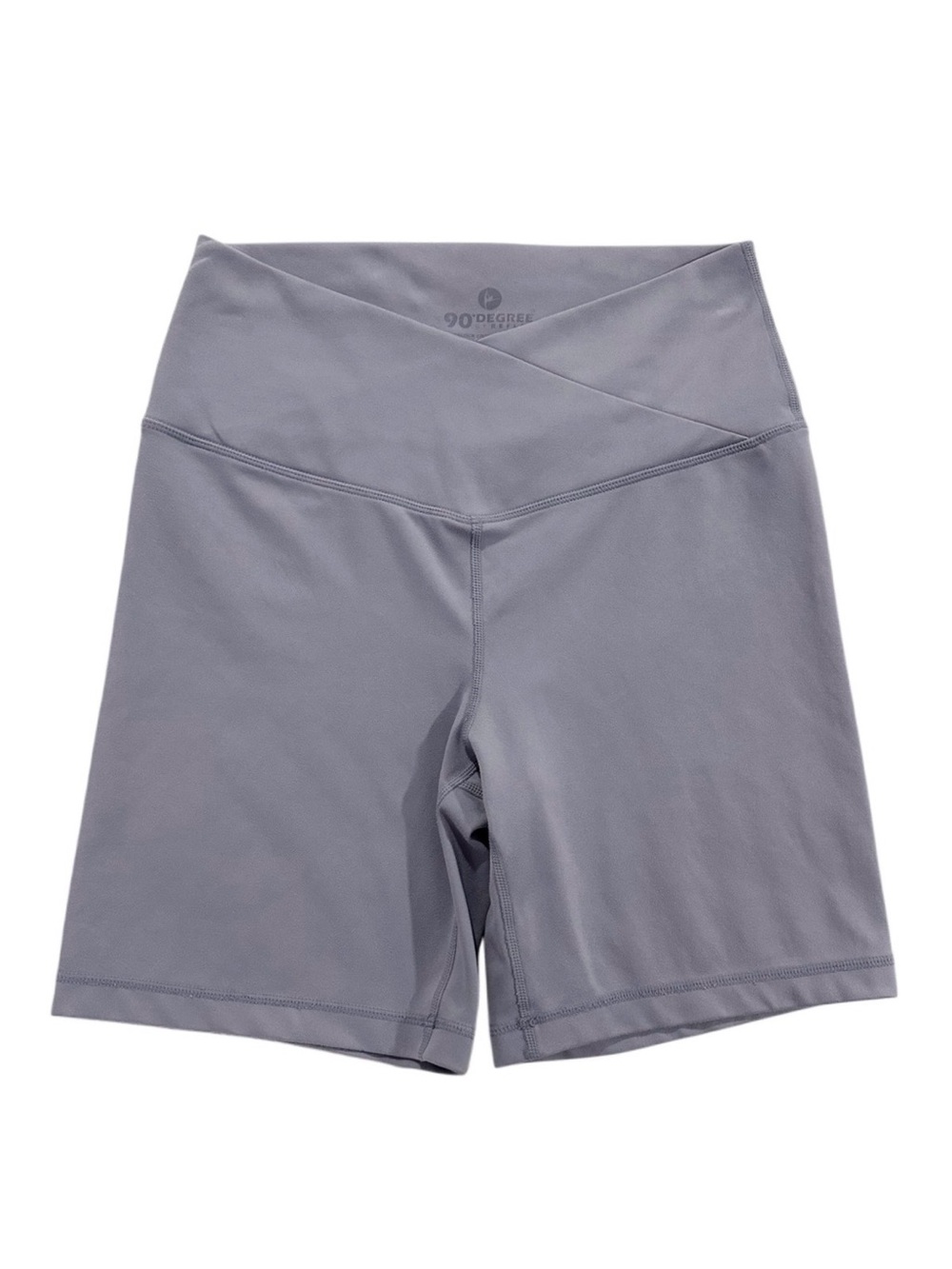 90 Degree By Reflex Gray Crossover Biker Shorts Medium 6.5” High Rise Yoga